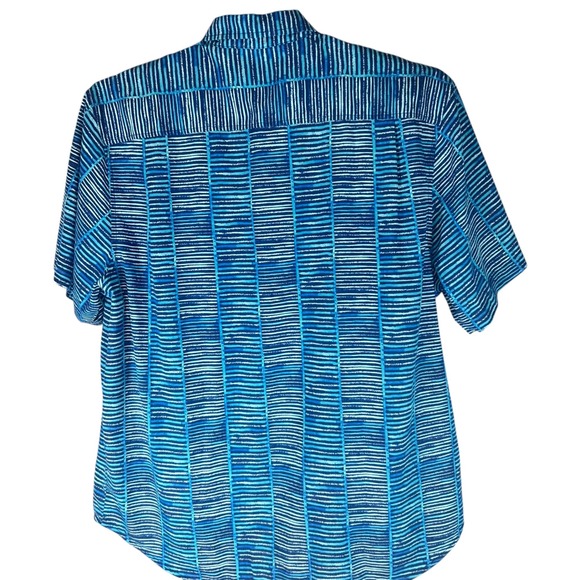 Tommy Bahama Silk Blend Short Sleeve Button Up blue Shirt Mens xl - Picture 4 of 11